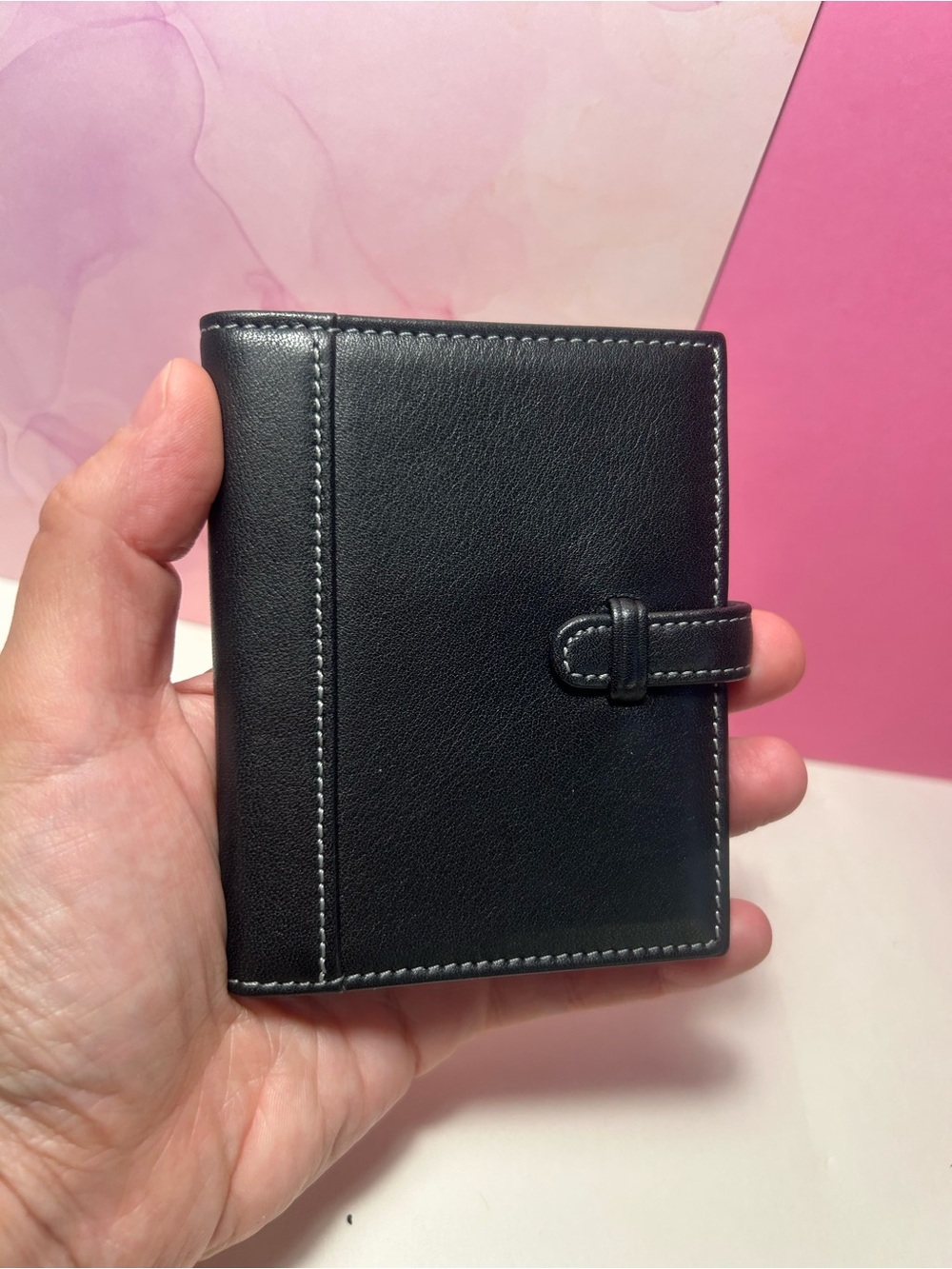 Vintage Coach Leather Mini Photo ID Case / Pocket Picture Frame Wallet